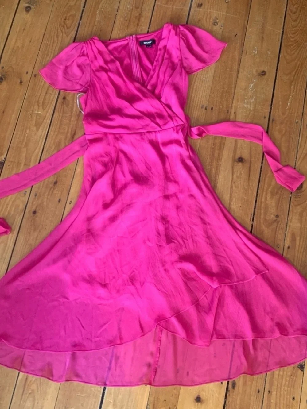 DKNY Magenta High-Low Wrap Dress